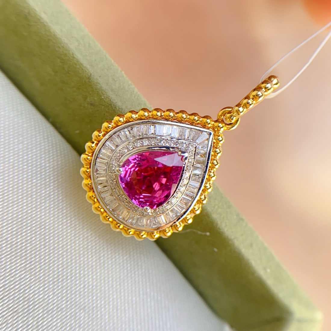 14k Gold 1.10 Ct Natural Ruby & Diamond Pendant( Without Chain ) (1 of 7)