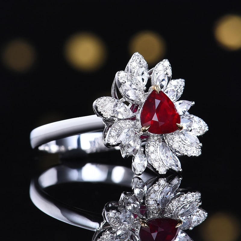 14k Gold 0.84 Ctw Natural Ruby & Diamond Ring - 3