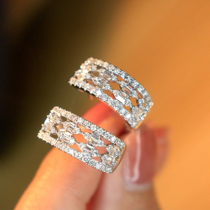 14k Gold 0.9 Ct Natural H Diamond Earrings - 3