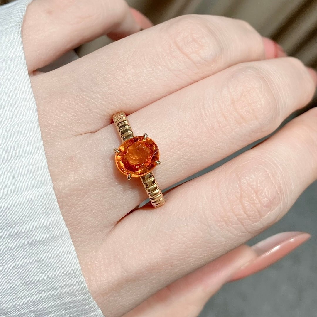 14k Gold 2.01 Ct Natural Spessartine Ring - 7