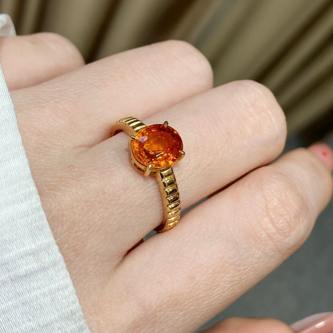 14k Gold 2.01 Ct Natural Spessartine Ring - 8