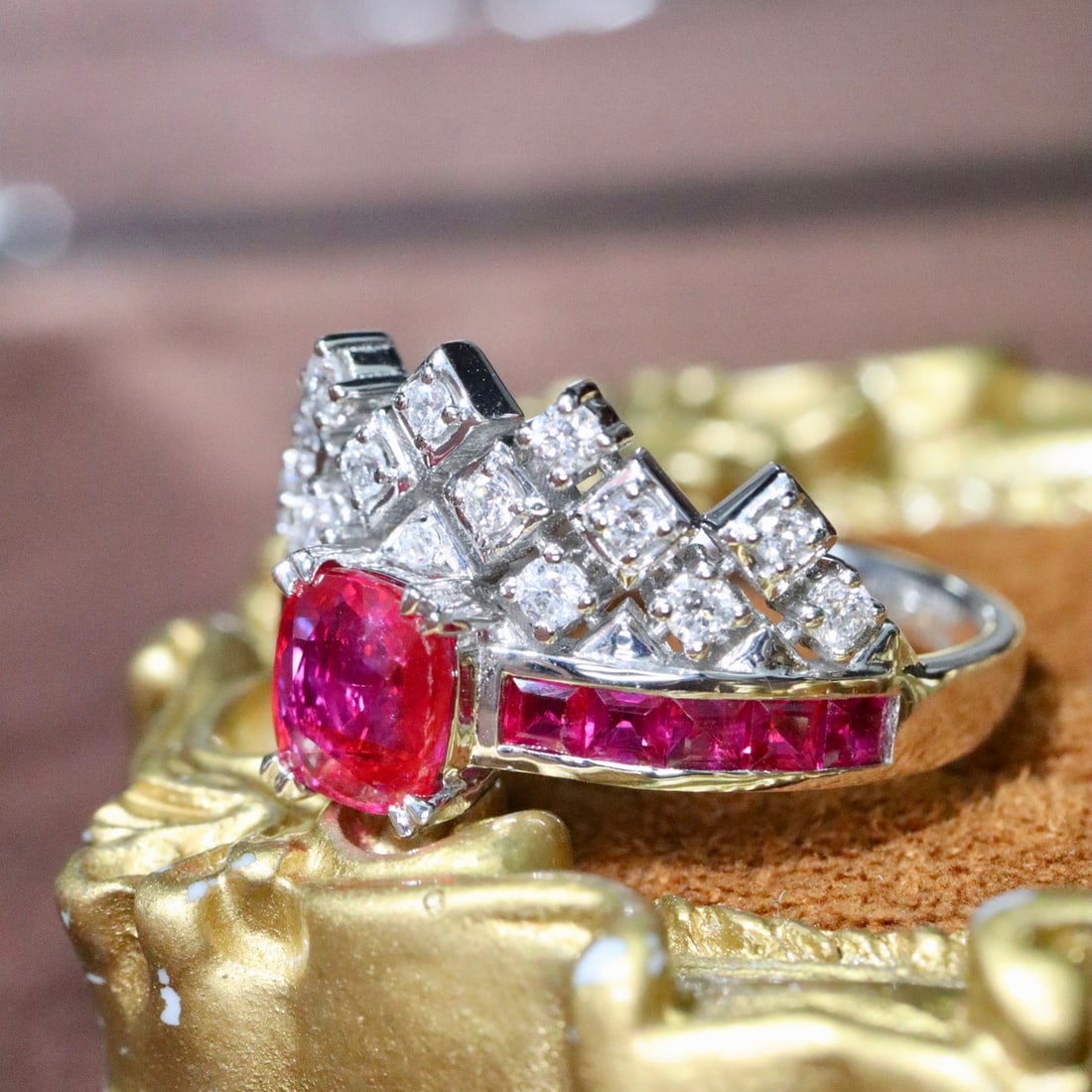 14k Gold 1.80 Ctw Natural Ruby & Ruby Ring - 3