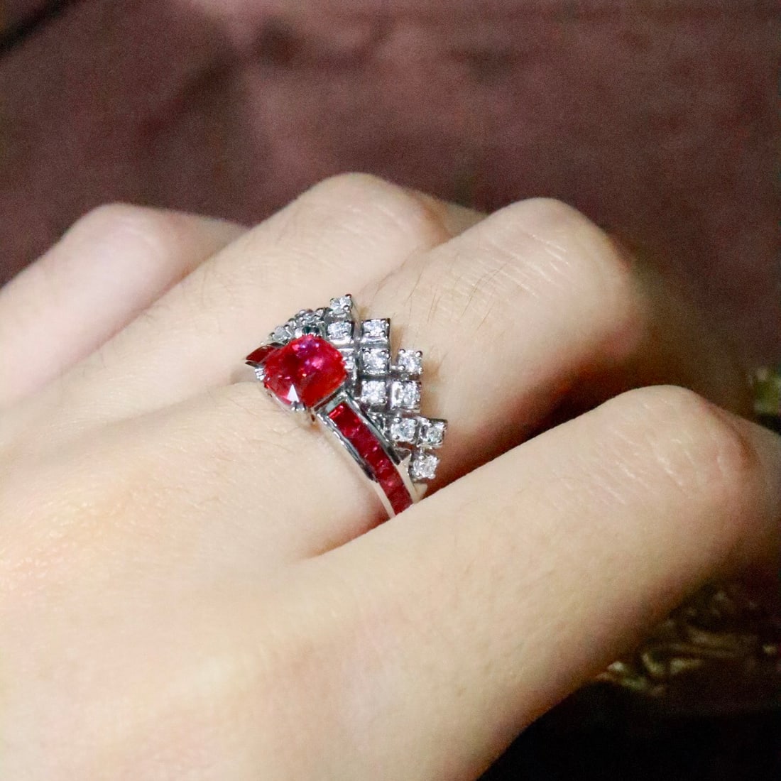 14k Gold 1.80 Ctw Natural Ruby & Ruby Ring - 6