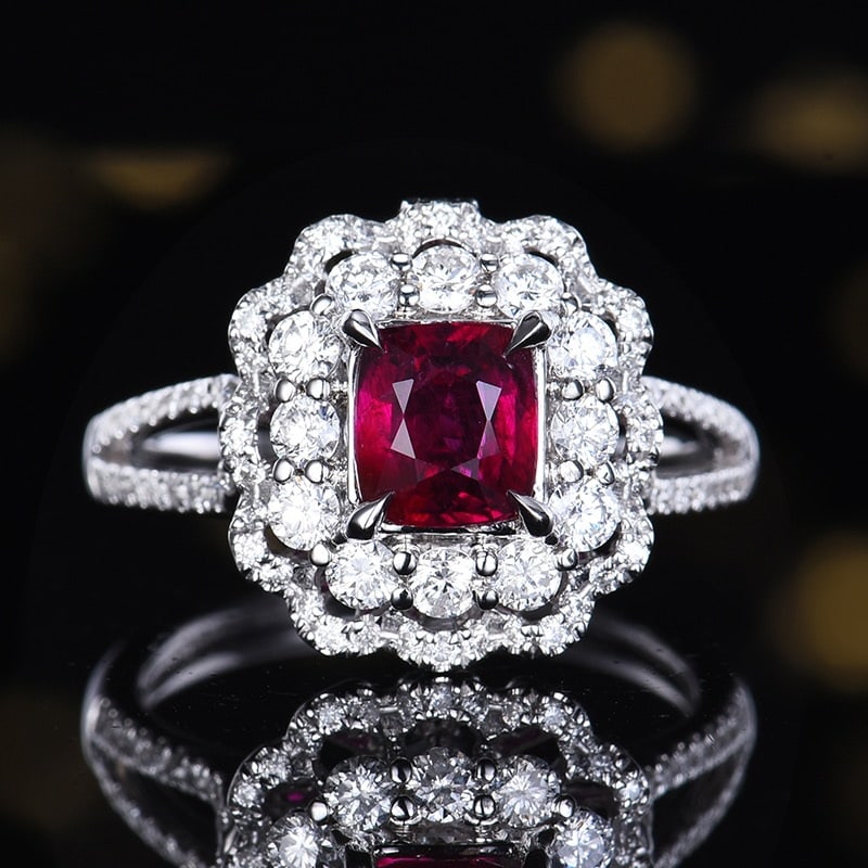14k Gold 2.32 Ctw Natural Ruby & Diamond Ring/pendant( Without Chain ): Ref:231116351 // gold content:14k gold // ring size:7. 25us // // main gemstone:ruby // shape:cushion // carat weight:1. 36ct // color:red // treatment:natural // // adjacent gemstone 2 : diamond
