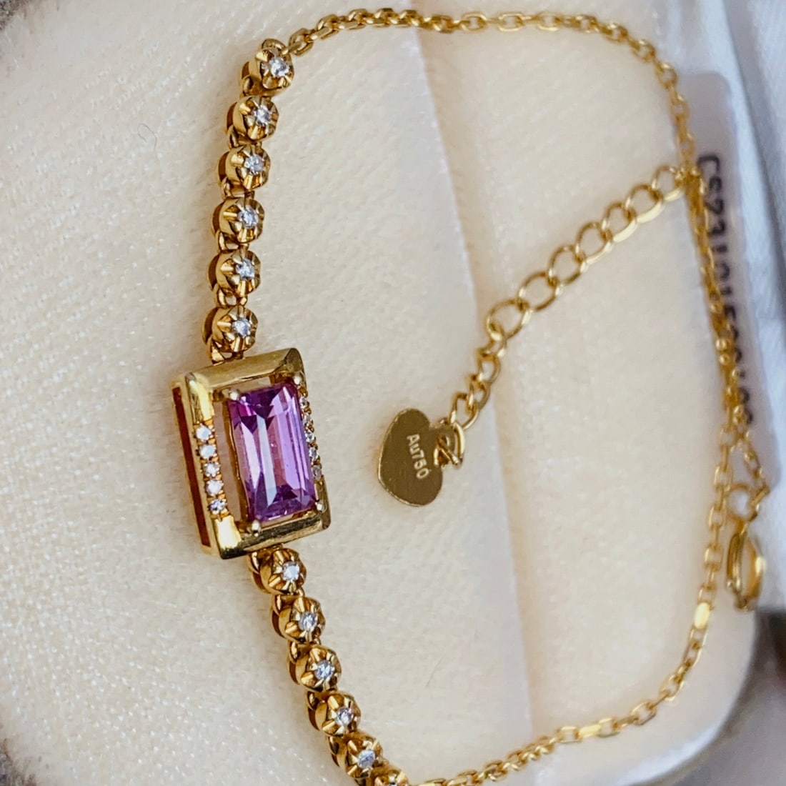 14k Gold 0.75 Ct Natural Sapphire & Diamond Bracelet - 3