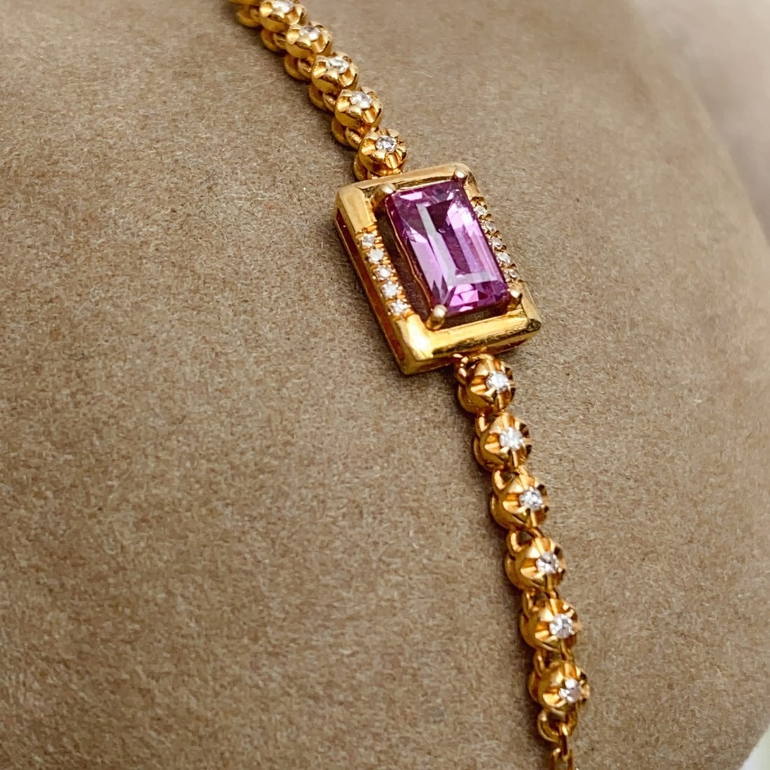 14k Gold 0.75 Ct Natural Sapphire & Diamond Bracelet - 5