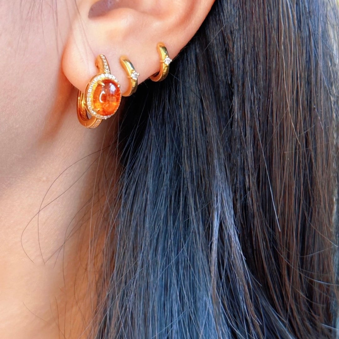 14k Gold 5.05 Ctw Natural Spessartine & Diamond Earrings - 8