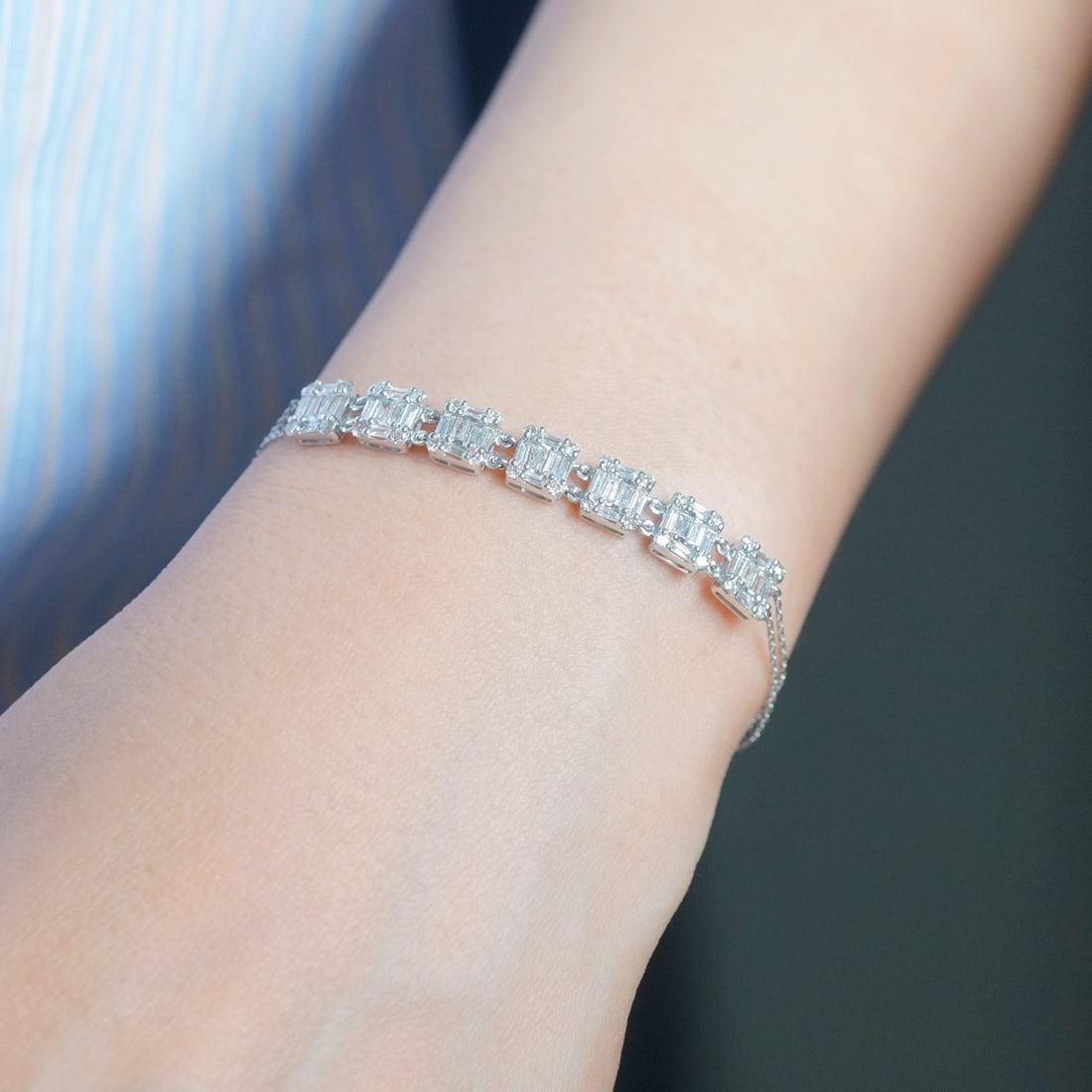 14k Gold 1.50 Ct Natural H Diamond Bracelet - 4