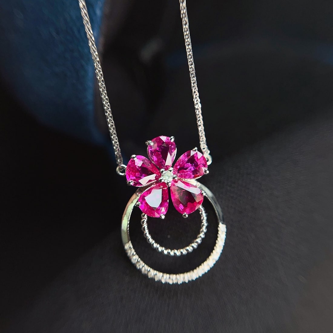 14k Gold 2.00 Ct Natural Ruby & Diamond Necklace (1 of 6)