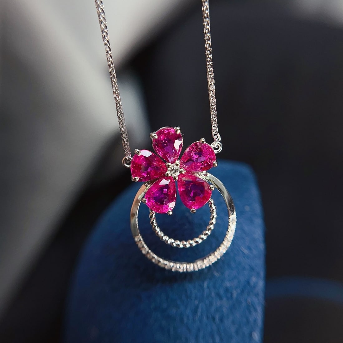 14k Gold 2.00 Ct Natural Ruby & Diamond Necklace - 4