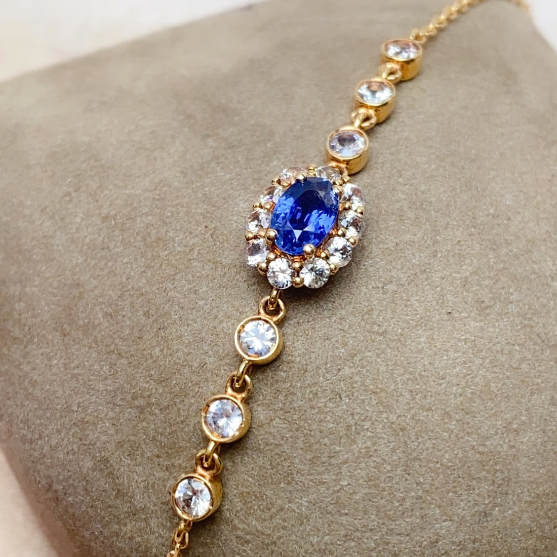 14k Gold 0.70 Ct Natural Sapphire & Sapphire Bracelet (1 of 7)