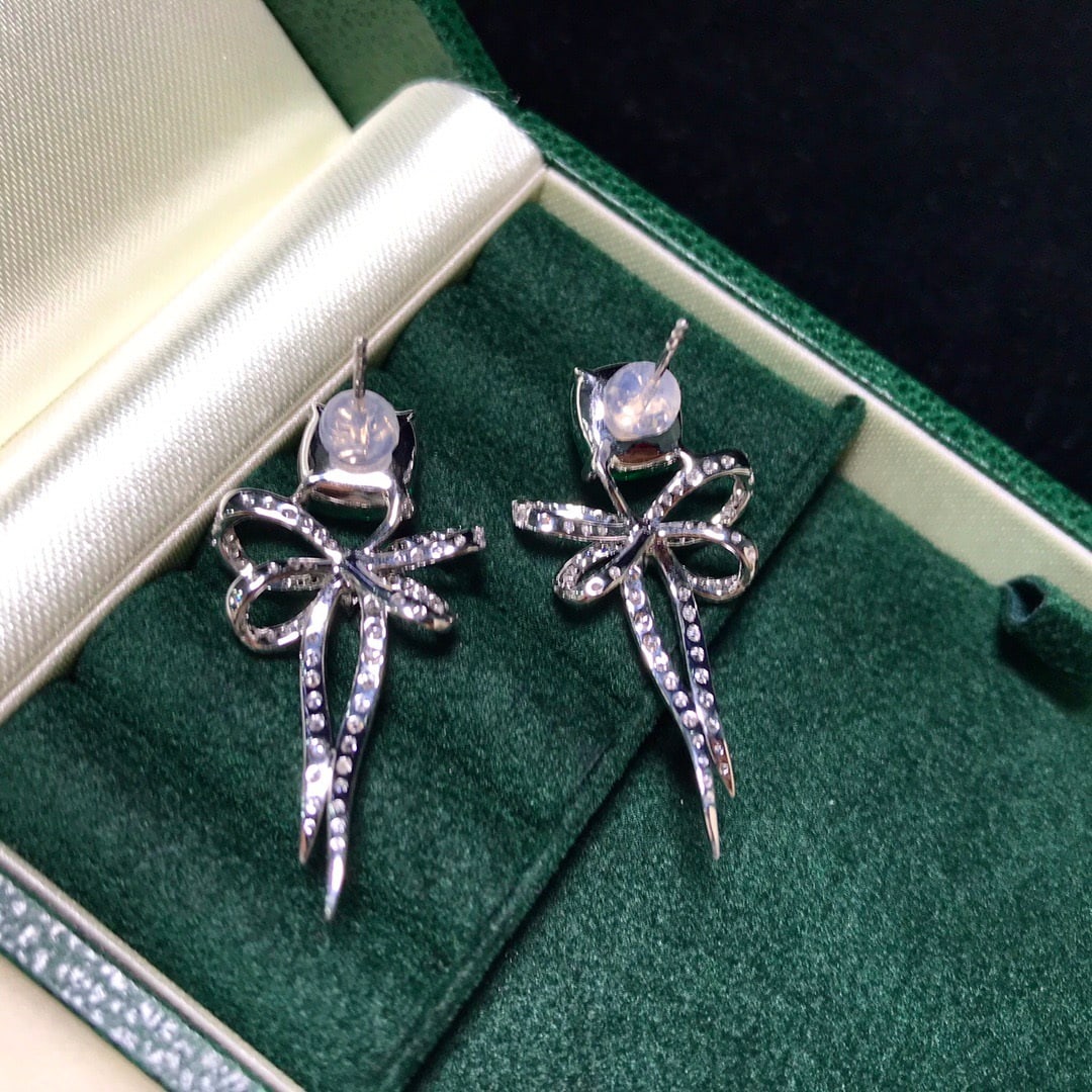 14k Gold 7.42 Ctw Vivid Green Natural Emerald & Diamond Earrings - 4