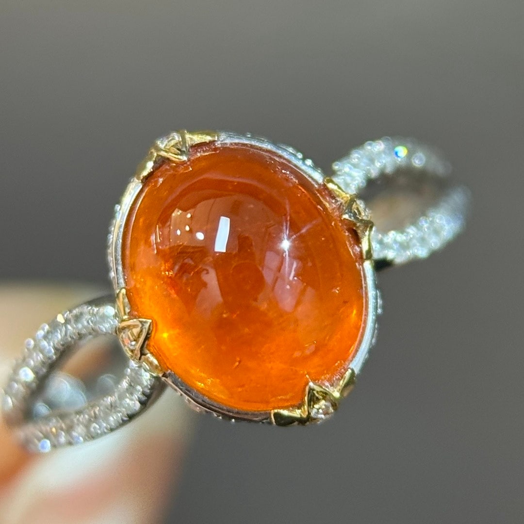 14k Gold 4.66 Ctw Natural Spessartine & Diamond Ring - 5