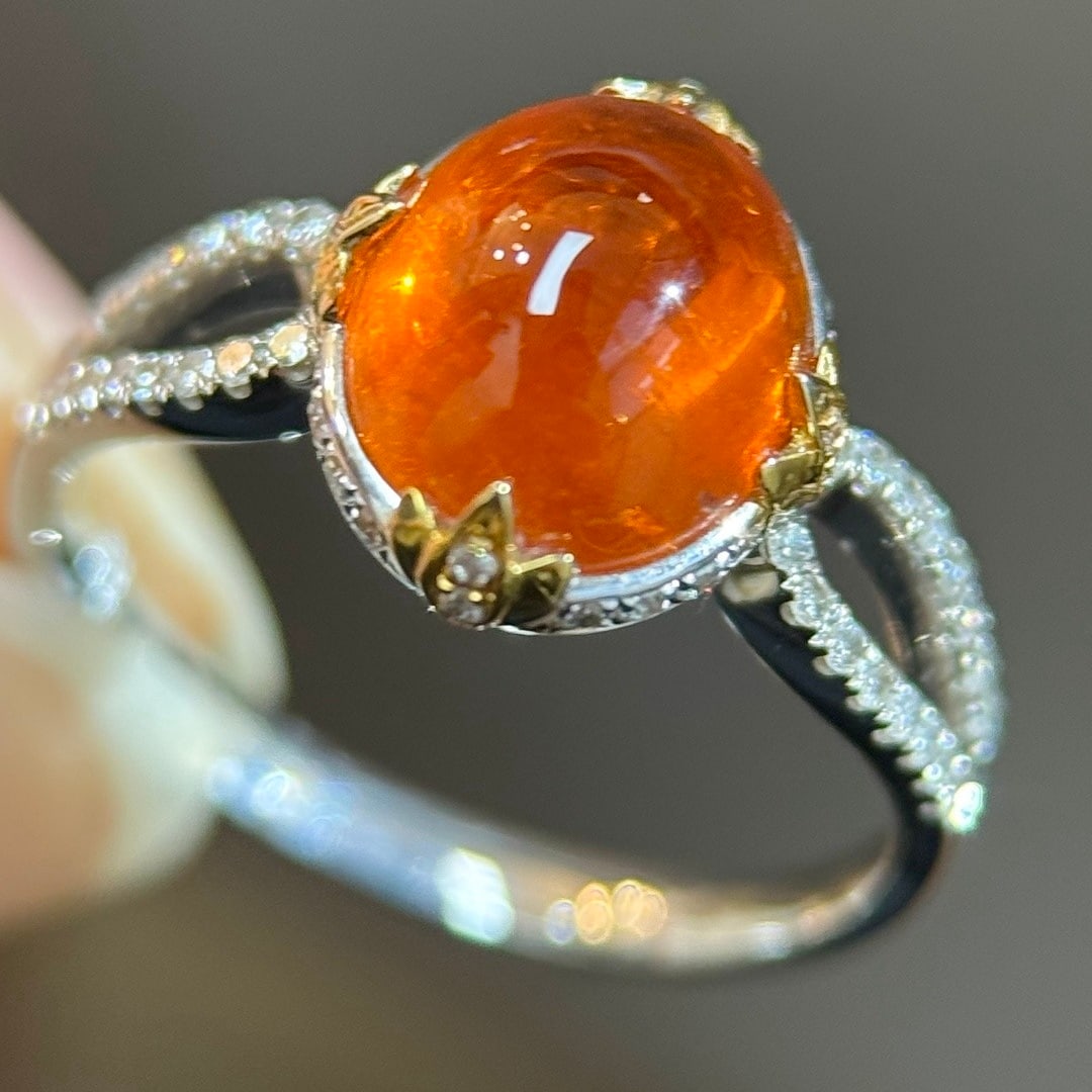 14k Gold 4.66 Ctw Natural Spessartine & Diamond Ring - 7