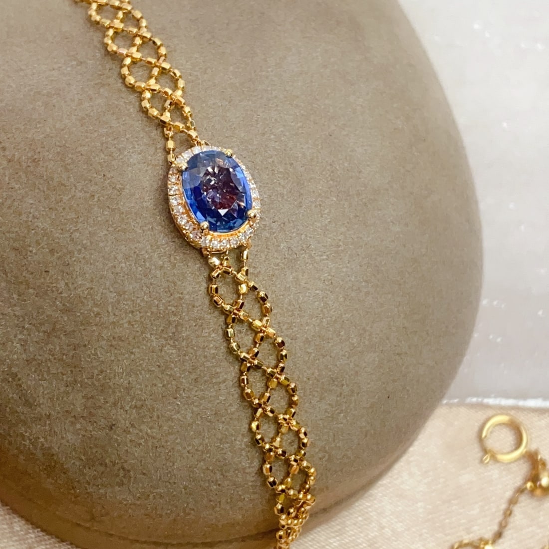 14k Gold 1.00 Ct Natural Sapphire & Diamond Bracelet (1 of 7)