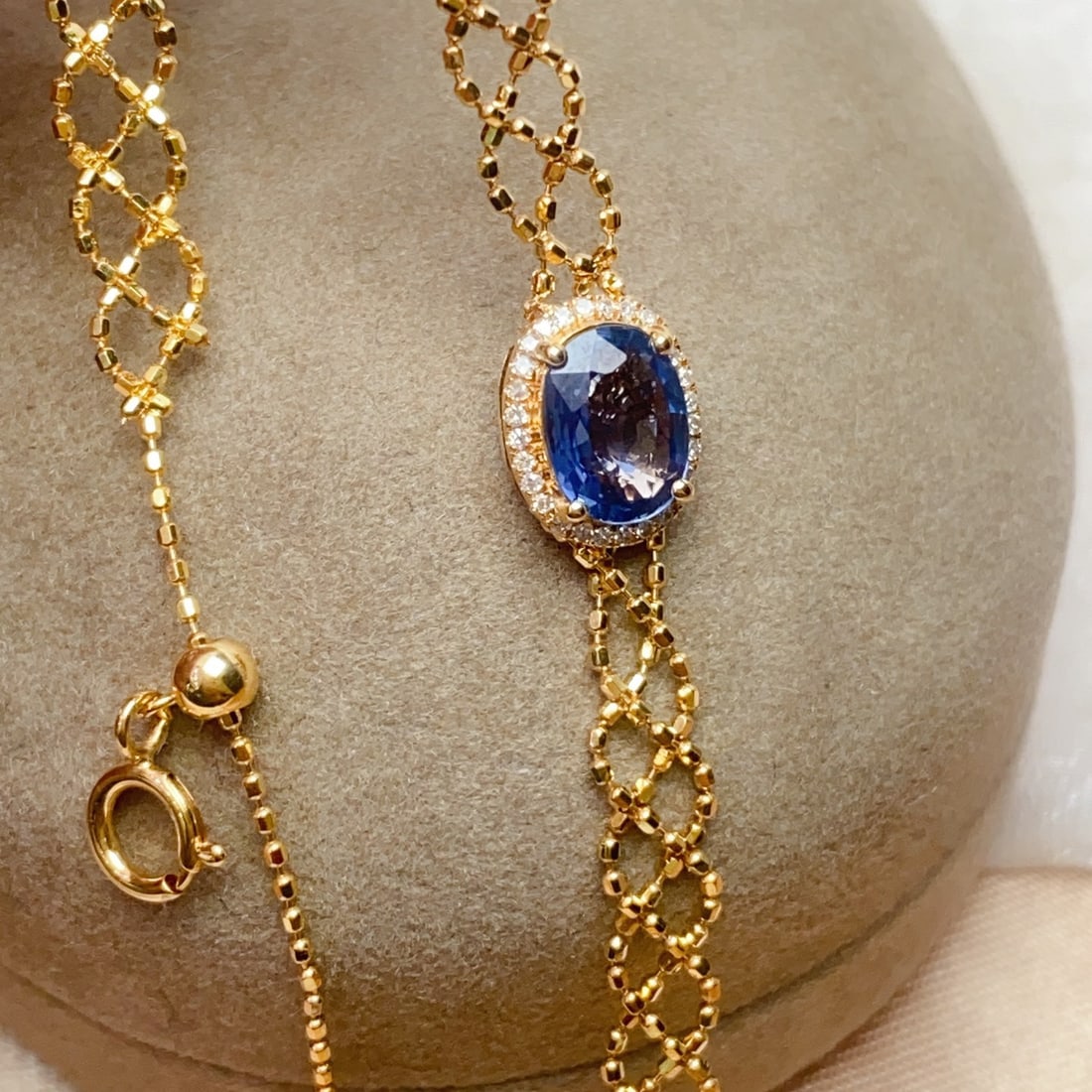 14k Gold 1.00 Ct Natural Sapphire & Diamond Bracelet - 2