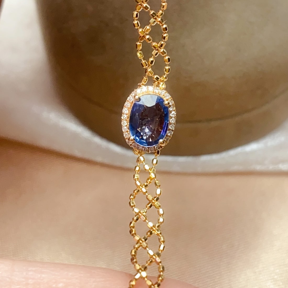 14k Gold 1.00 Ct Natural Sapphire & Diamond Bracelet - 4