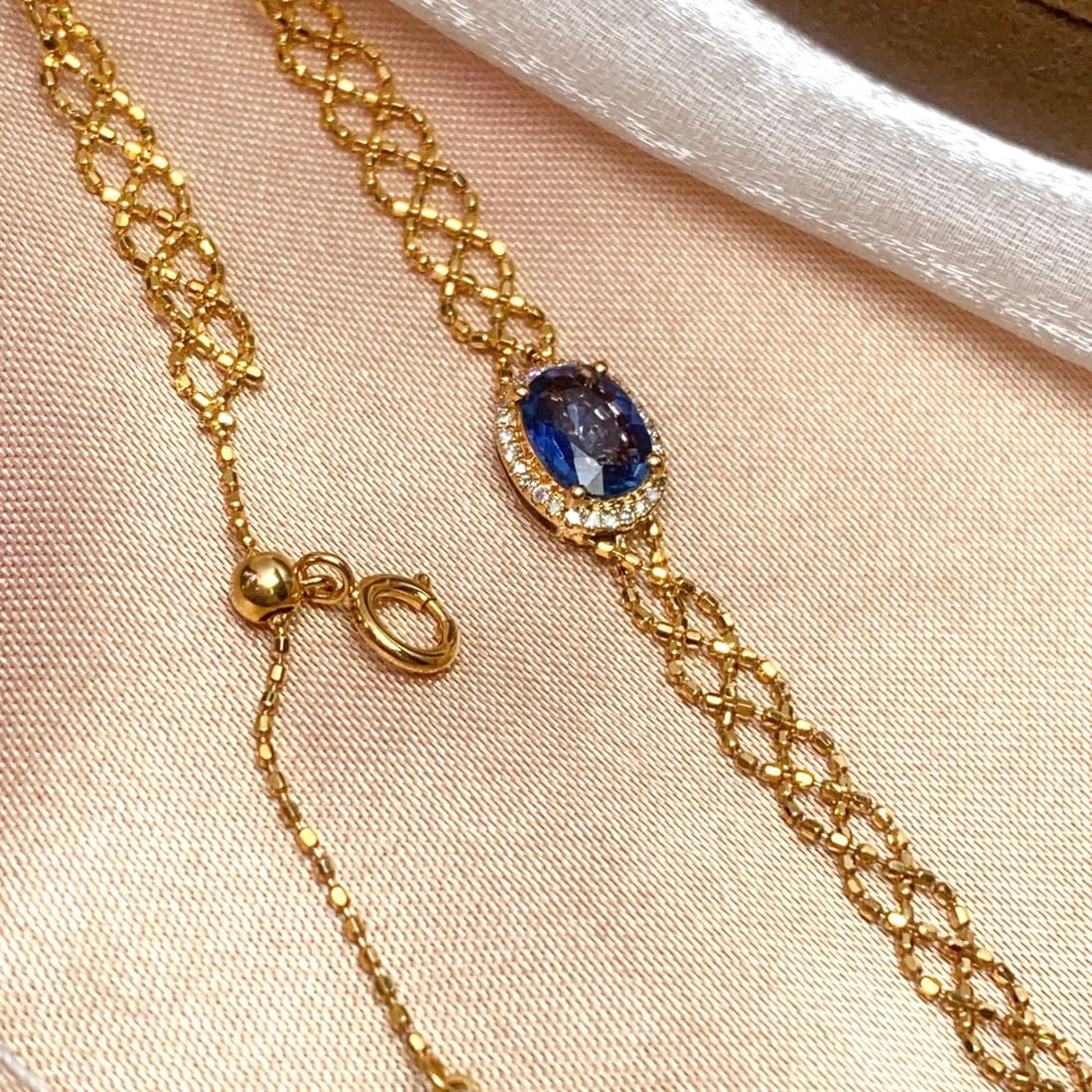 14k Gold 1.00 Ct Natural Sapphire & Diamond Bracelet - 6