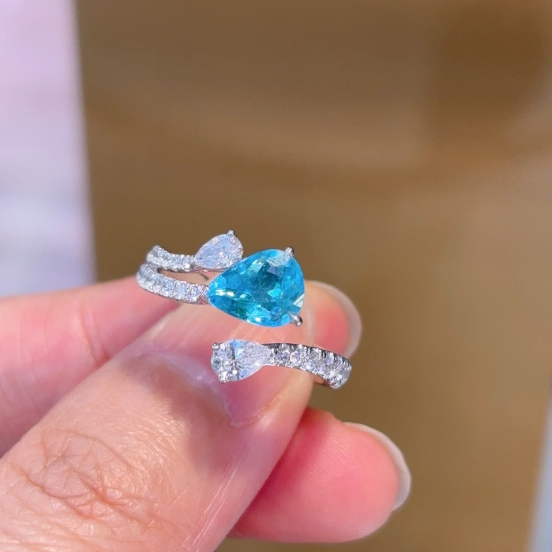 14k Gold 1.76 Ctw Natural Paraiba Tourmaline & Diamond Ring - 2