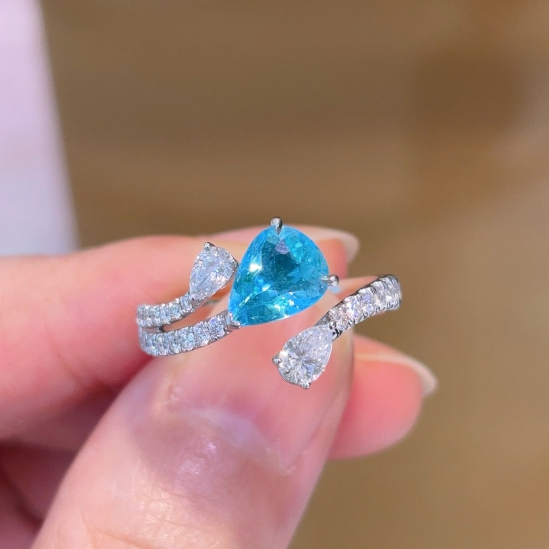 14k Gold 1.76 Ctw Natural Paraiba Tourmaline & Diamond Ring - 3