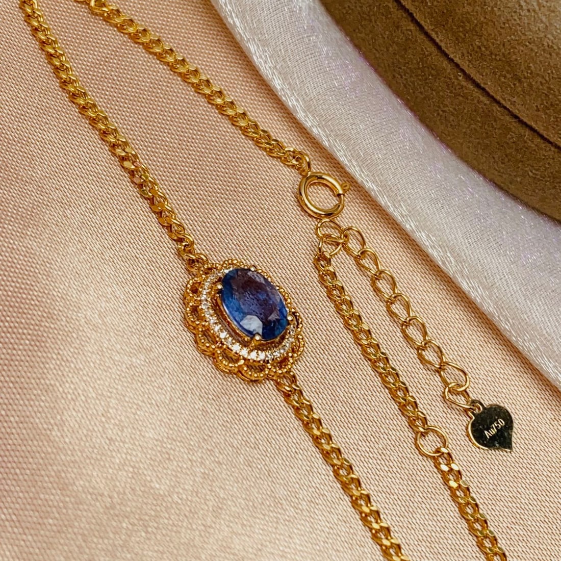 14k Gold 1.20 Ct Natural Sapphire & Diamond Bracelet - 6