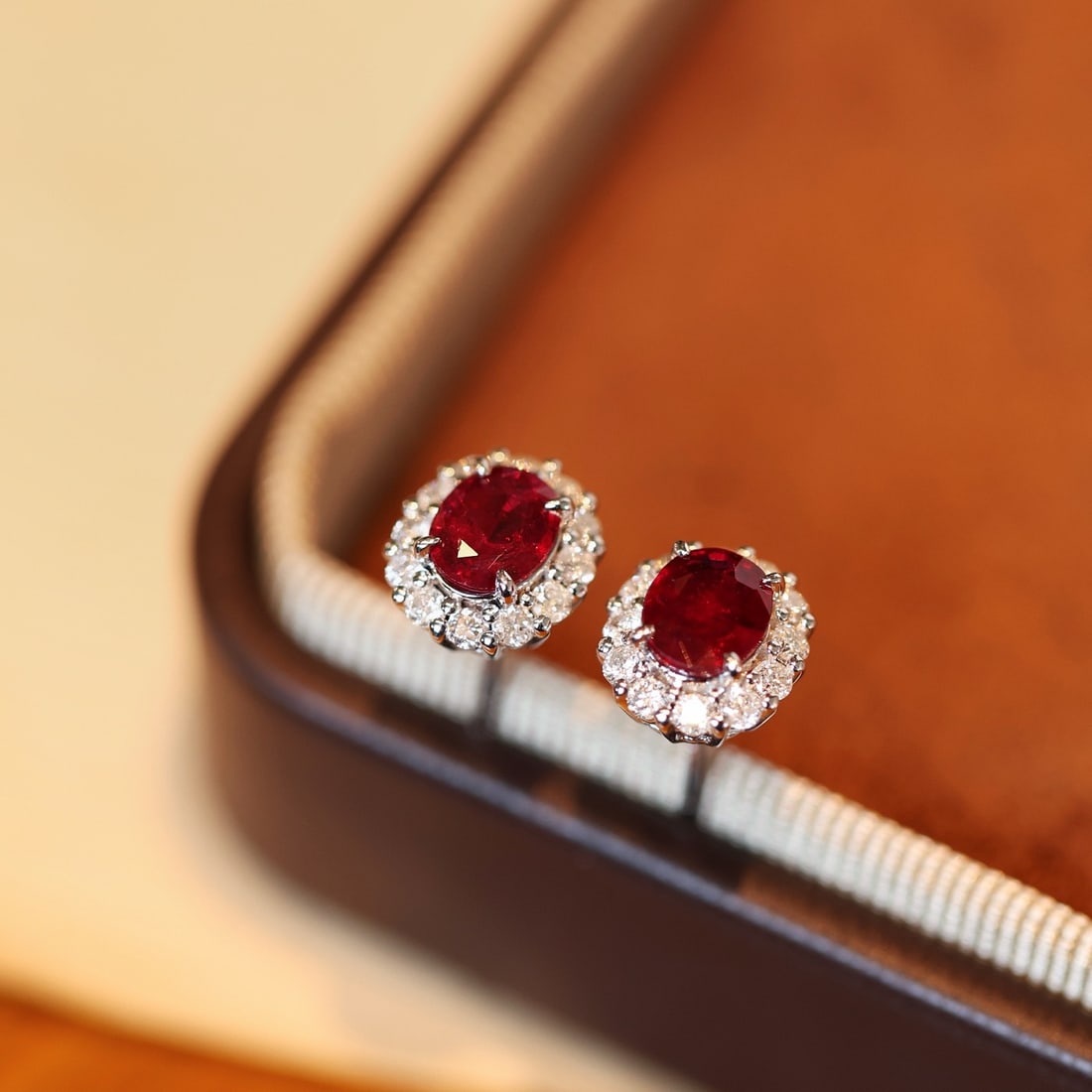 14k Gold 1.78 Ctw Natural Ruby & Diamond Earrings - 3