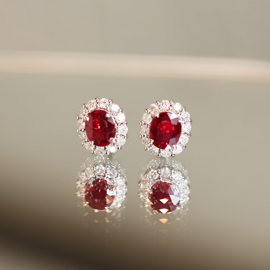 14k Gold 1.78 Ctw Natural Ruby & Diamond Earrings - 5