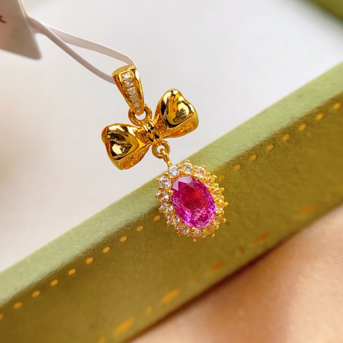 14k Gold 0.83 Ct Natural Ruby & Sapphire Pendant( Without Chain ) - 3