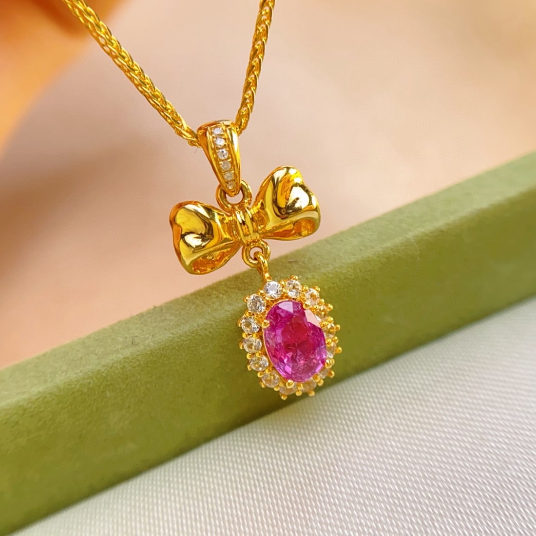 14k Gold 0.83 Ct Natural Ruby & Sapphire Pendant( Without Chain ) - 5