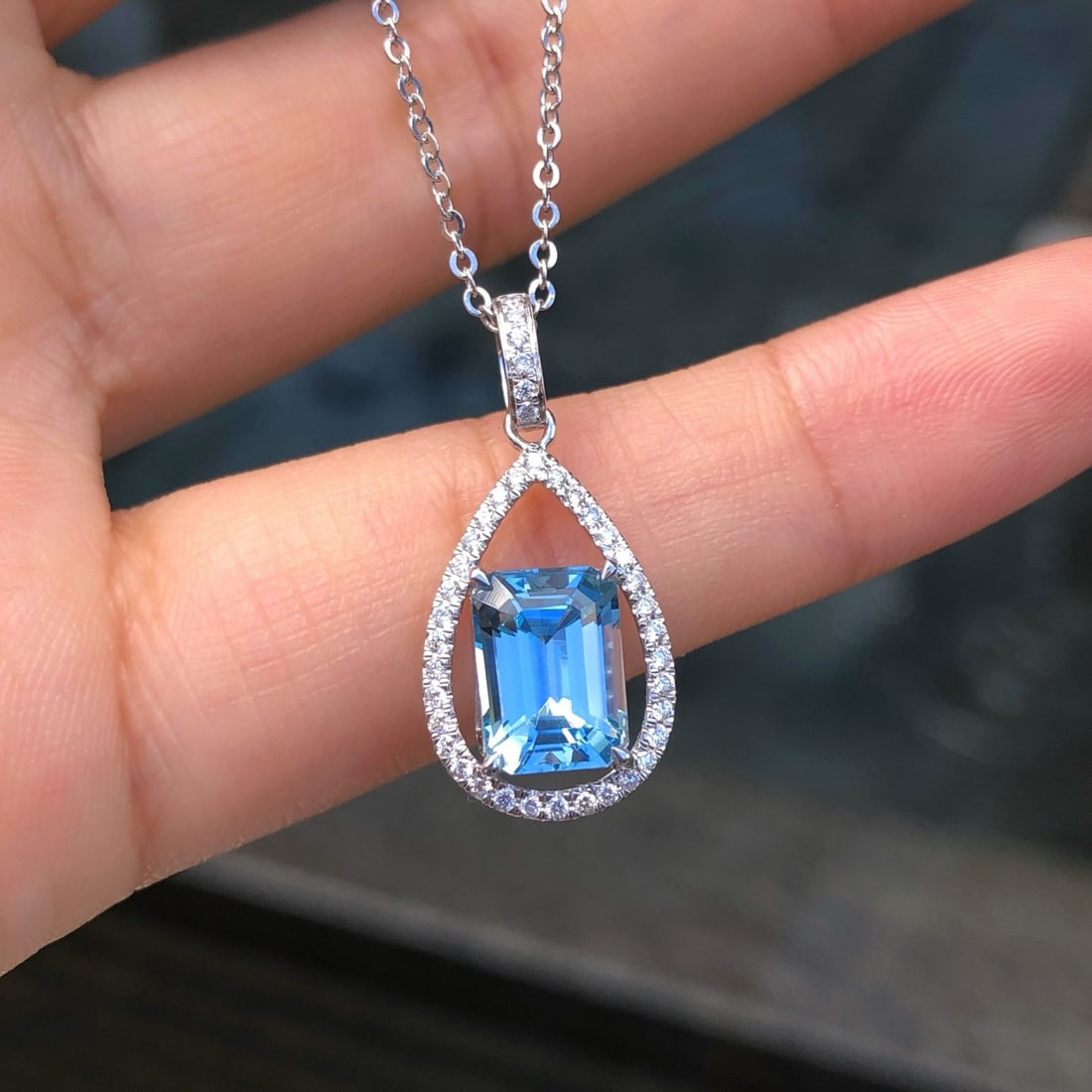 14k Gold 4.58 Ctw Natural Aquamarine & Diamond Jewelry Set - 3