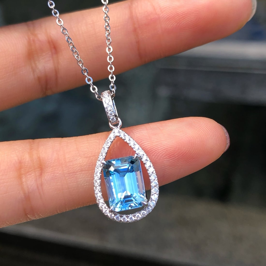 14k Gold 4.58 Ctw Natural Aquamarine & Diamond Jewelry Set - 4