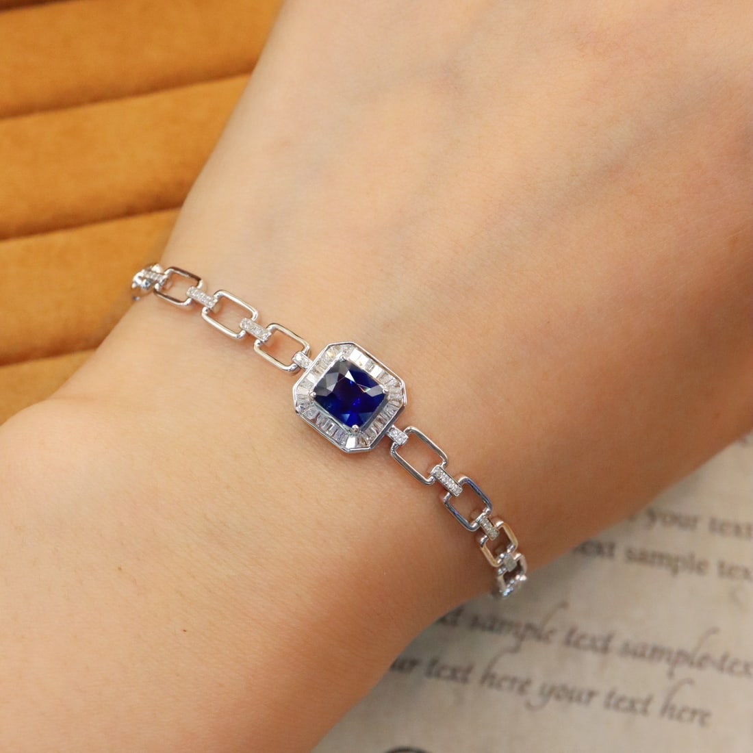 14k Gold 2.06 Ctw Natural Sapphire & Diamond Bracelet - 4