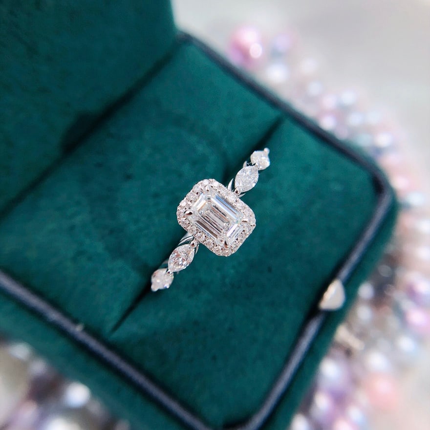 Gia Certified 14k Gold 0.50 Ct Natural F Vs2 Emerald Diamond Ring - 5