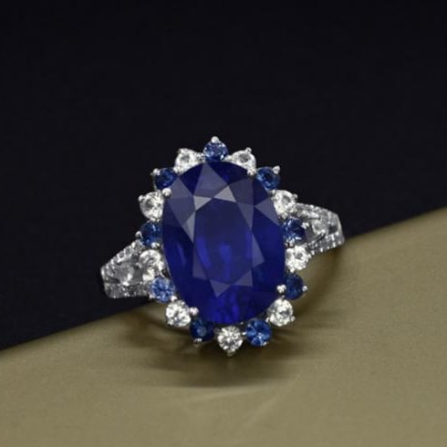 14k Gold 5.65 Ctw Natural Sapphire & Sapphire Ring - 3