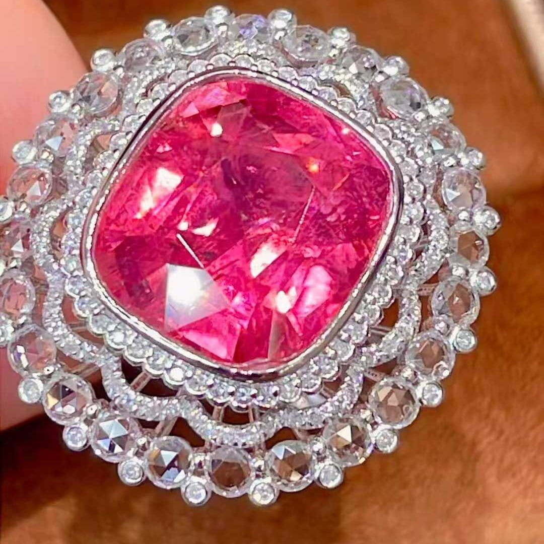 14k Gold 9.09 Ctw Natural Tourmaline & Diamond Ring - 4