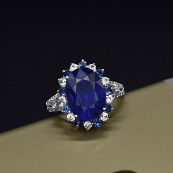 14k Gold 5.65 Ctw Natural Sapphire & Sapphire Ring - 4