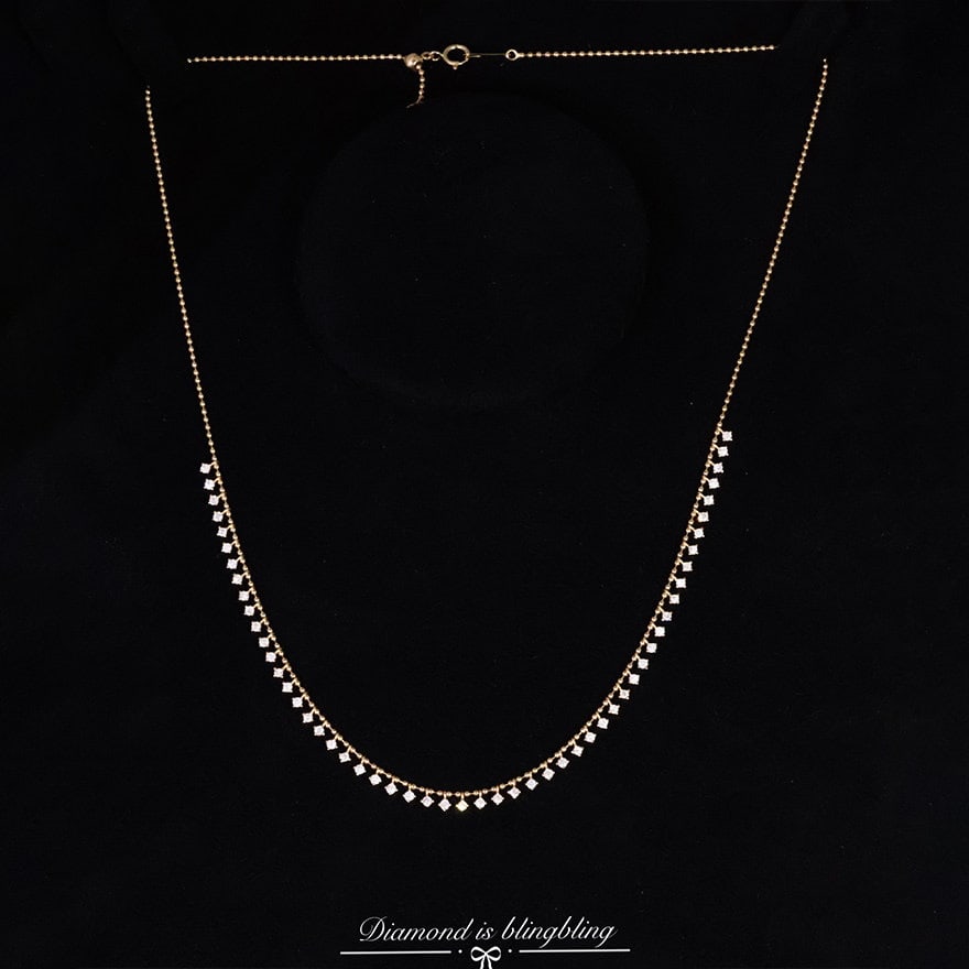 14k Gold 1 Ct Natural H Diamond Necklace - 9