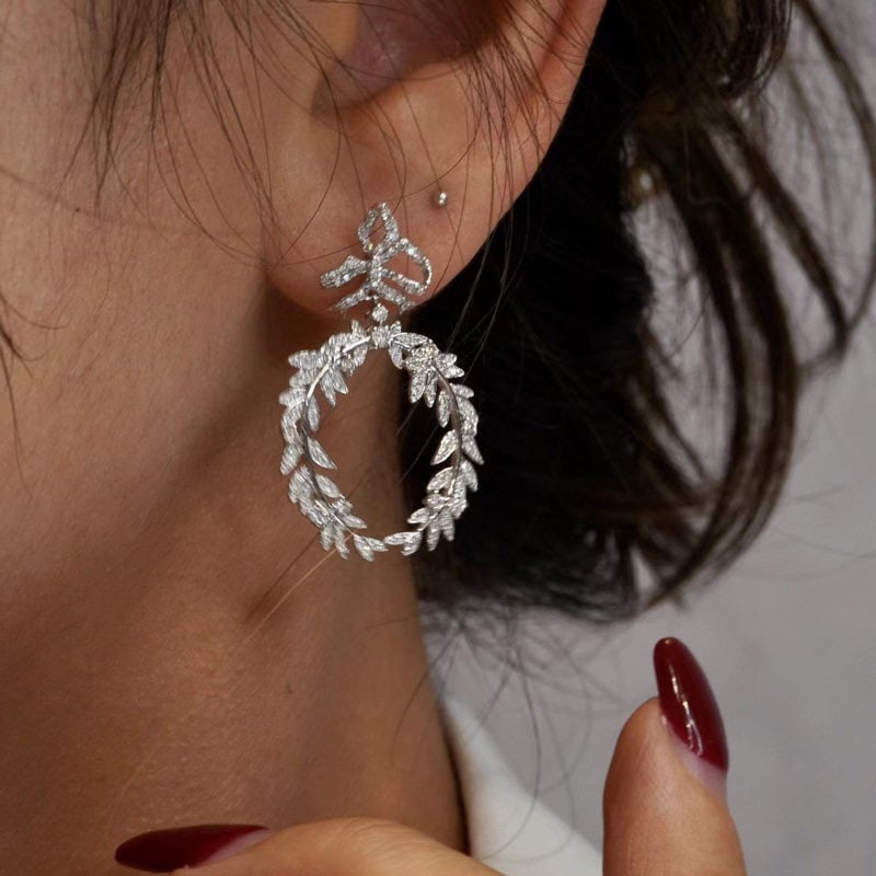 14k Gold 1.1 Ct Natural H Diamond Earrings - 2