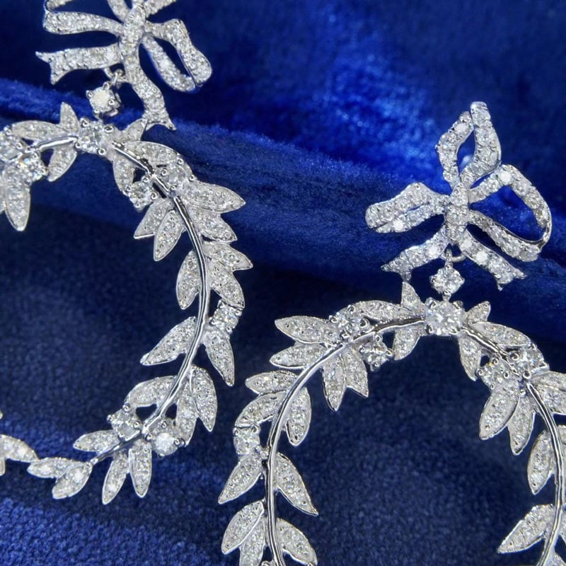 14k Gold 1.1 Ct Natural H Diamond Earrings - 4