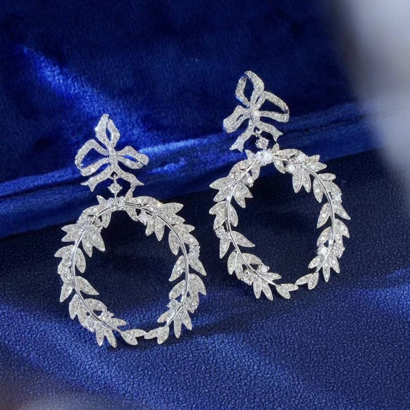 14k Gold 1.1 Ct Natural H Diamond Earrings - 5