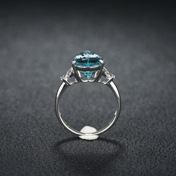 14k Gold 4.71 Ctw Natural Aquamarine & Sapphire Ring - 6