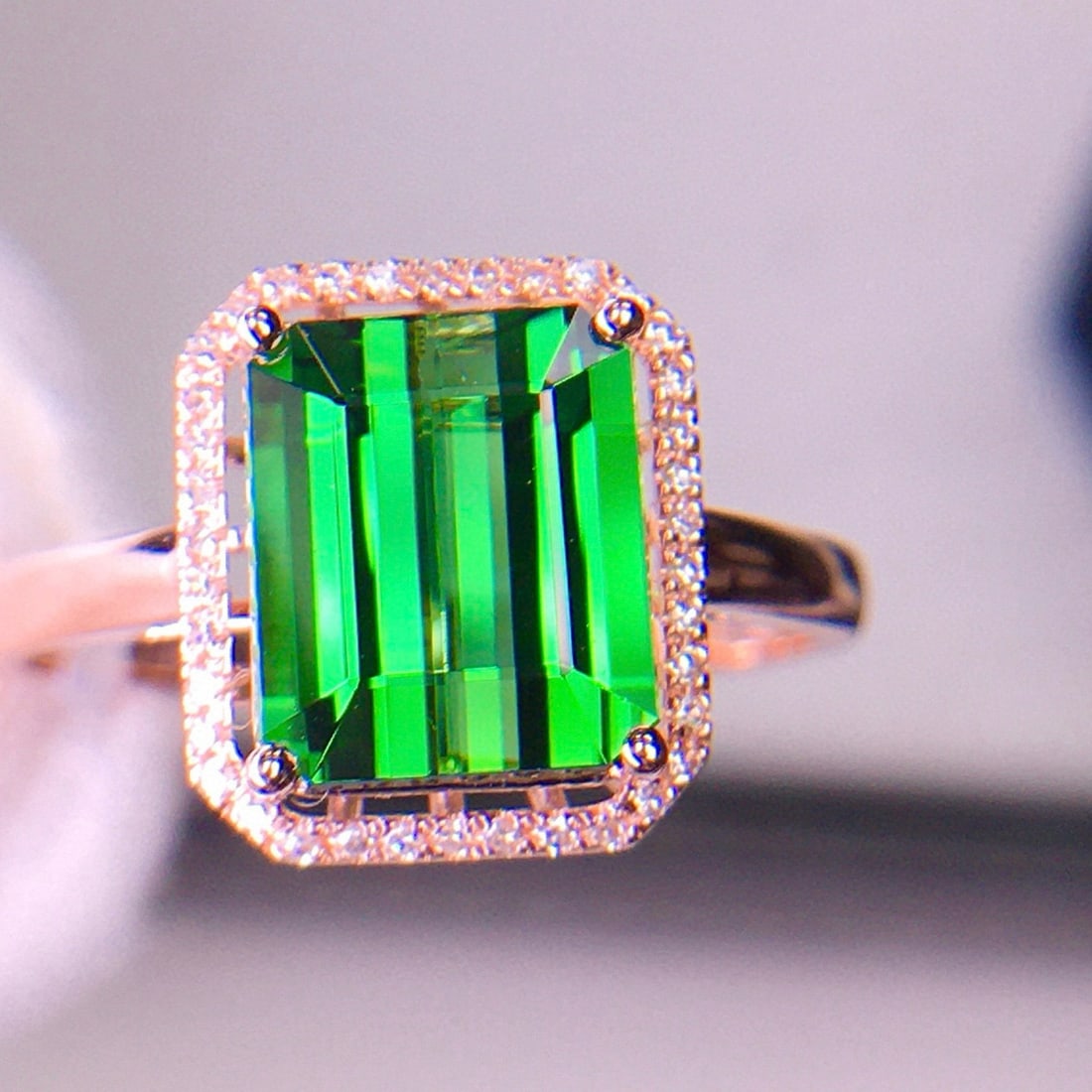 14k Gold 3.36 Ct Natural Tourmaline & Diamond Ring - 6