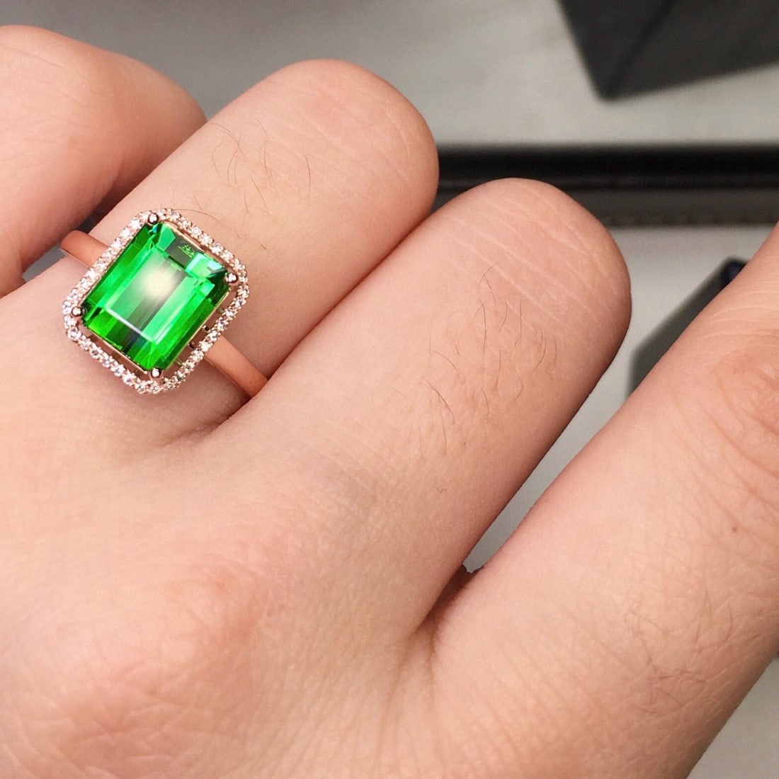 14k Gold 3.36 Ct Natural Tourmaline & Diamond Ring - 8