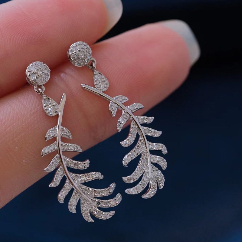 14k Gold 0.5 Ct Natural H Diamond Earrings - 4