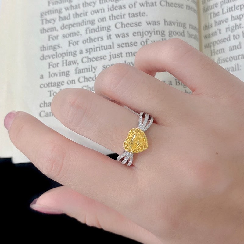 14k Gold 1.1 Ctw Natural Yellow Diamond & Diamond Ring - 3