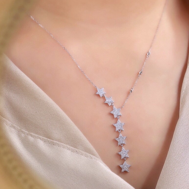 14k Gold 0.8 Ct Natural H Diamond Necklace - 4