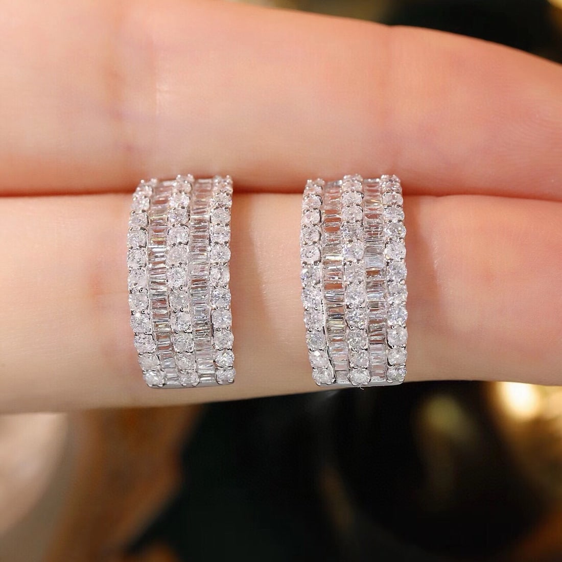 14k Gold 1.7 Ct Natural H Diamond Earrings - 7