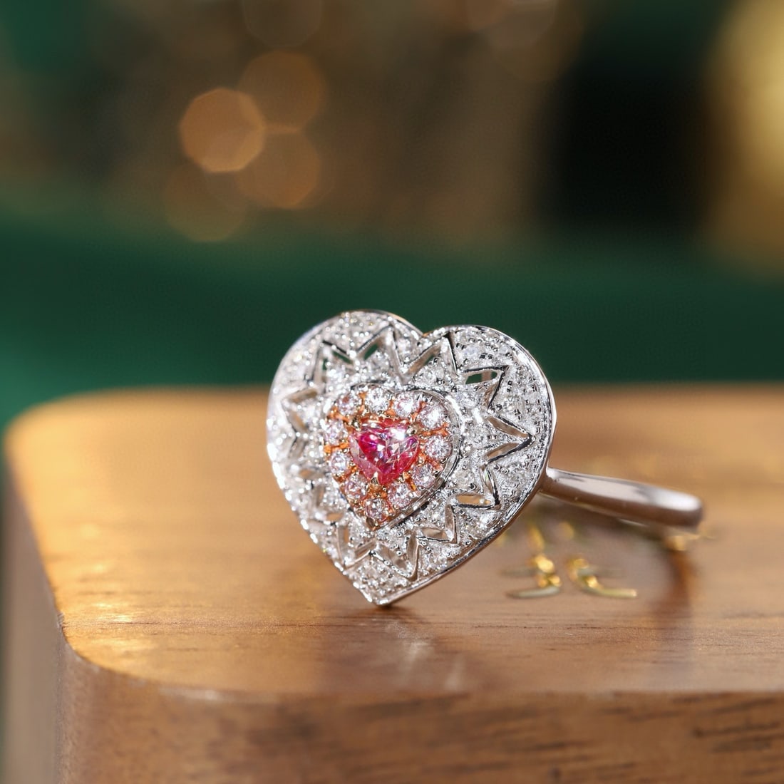 14k Gold 0.50 Ctw Natural Pink Diamond & Diamond Ring - 4