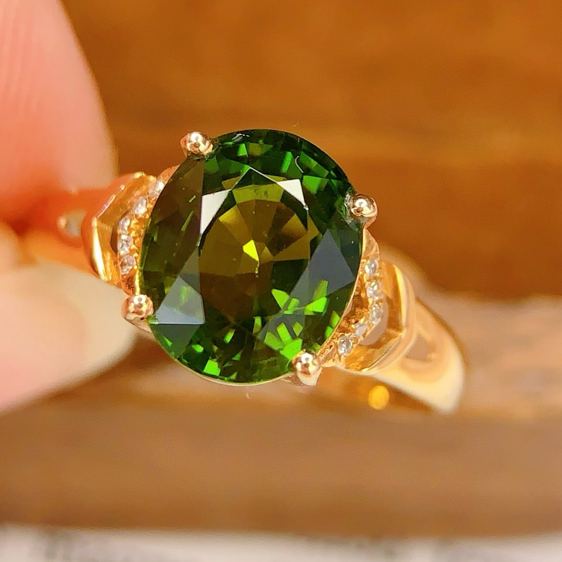 14k Gold 2.8 Ct Natural Tourmaline & Diamond Ring - 3
