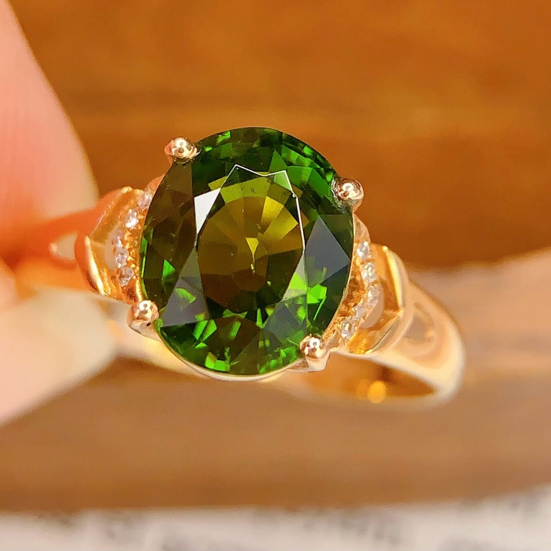 14k Gold 2.8 Ct Natural Tourmaline & Diamond Ring - 5
